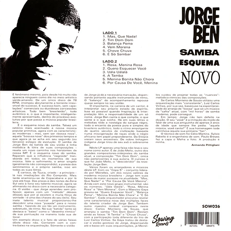 Jorge Ben - Samba Esquema Novo Clear Vinyl Edtion