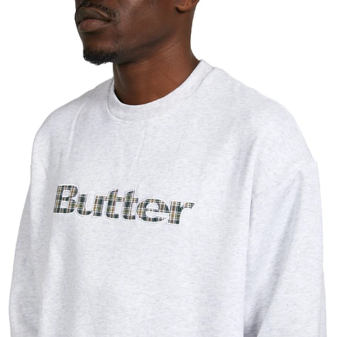 Butter Goods - Plaid Applique Logo Crewneck Sweatshirt (Ash Grey