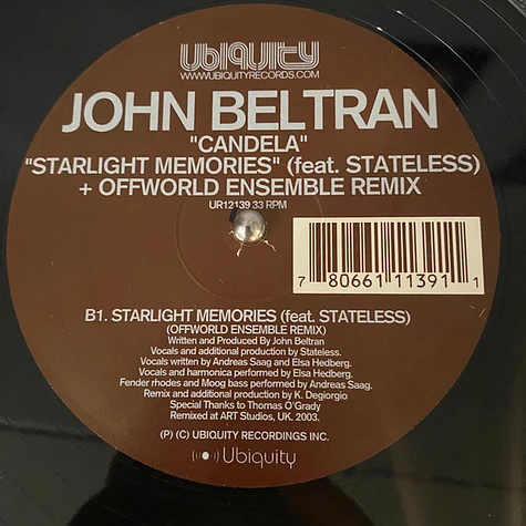 John Beltran - Candela / Starlight Memories