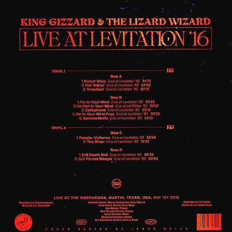 King Gizzard & The Lizard Wizard - Live At Levitation '16 Red Vinyl Edition