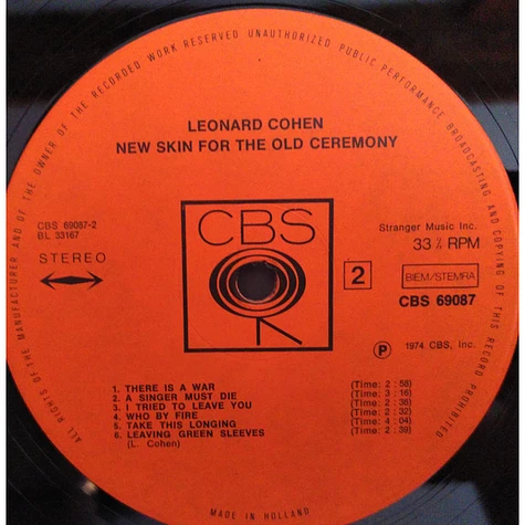 Leonard Cohen - New Skin For The Old Ceremony