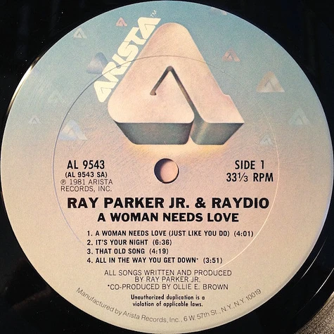 Ray Parker Jr. And Raydio - A Woman Needs Love