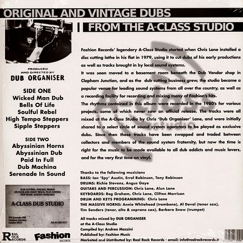 Dub Organiser - Original & Vintage Dubs From The A Class Studio