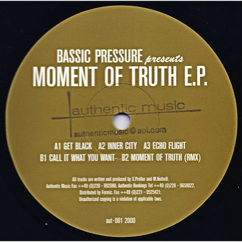 Bassic Pressure - Moment Of Truth EP