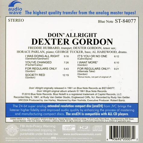 Dexter Gordon - Doin' Allright Xrcd Edition