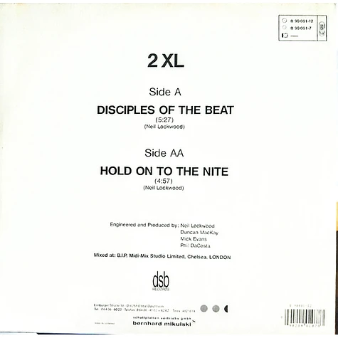 2 XL - Disciples Of The Beat / Hold On To The Nite