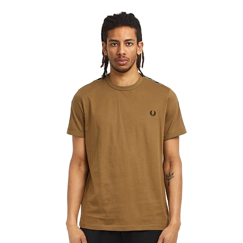 Fred Perry - Contrast Tape Ringer T-Shirt (Shaded Stone / Black) | HHV