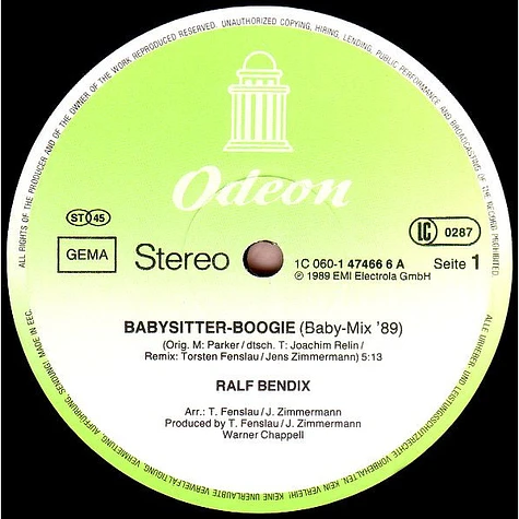 Ralf Bendix - Babysitter-Boogie (Baby-Mix '89)