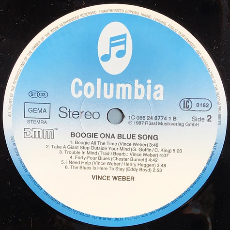 Vince Weber - Boogie On A Blue Song