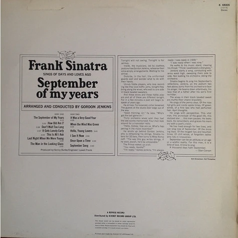 Frank Sinatra - September Of My Years