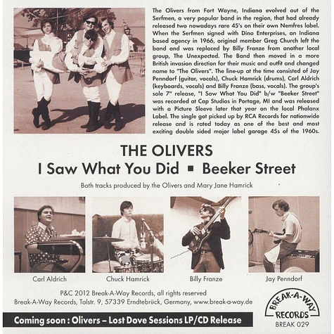 The Olivers - I Saw What You Did / Beeker Street