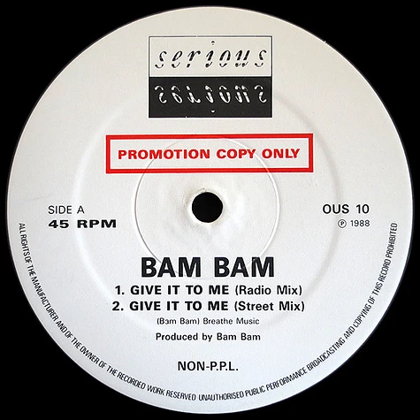 Bam Bam - Give It To Me (Radio Mix) / Give It To Me (Instrumental)