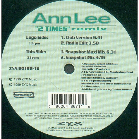 Ann Lee - 2 Times (Remix)