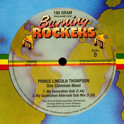 Prince Lincoln Thompson & The Rasses - One Common Need / Food, Clothing & Shelter / My Generation