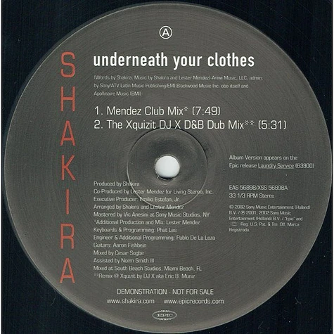 Shakira - Underneath Your Clothes (Lester Mendez & DJ X Remixes)