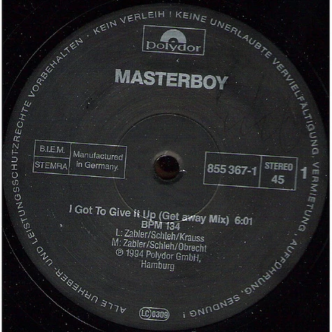 Masterboy - I Got To Give It Up