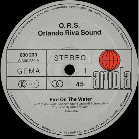 O.R.S. (Orlando Riva Sound) - Fire On The Water