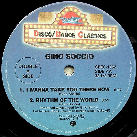 Gino Soccio - Try It Out / I Wanna Take You There Now / Rhythm Of The World