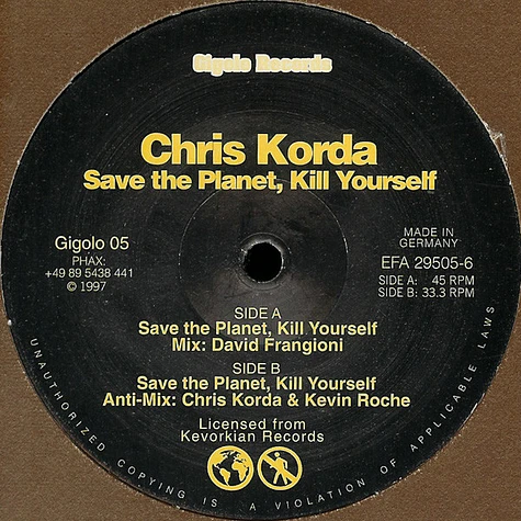 Chris Korda - Save The Planet, Kill Yourself