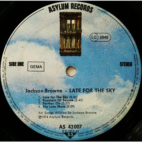 Jackson Browne - Late For The Sky