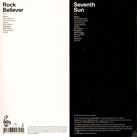 Scorpions - Rock Believer/Seventh Sun Clear Vinyl Edition