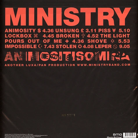 Ministry - Animositisomina Orange Vinyl Edition