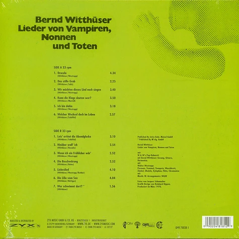 Bernd Witthüser - Lieder Von Vampiren, Nonnen Und Toten