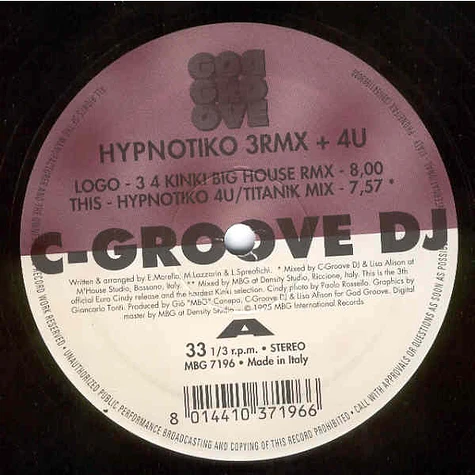 C-Groove DJ - Hypnotiko 3 Rmx + 4U