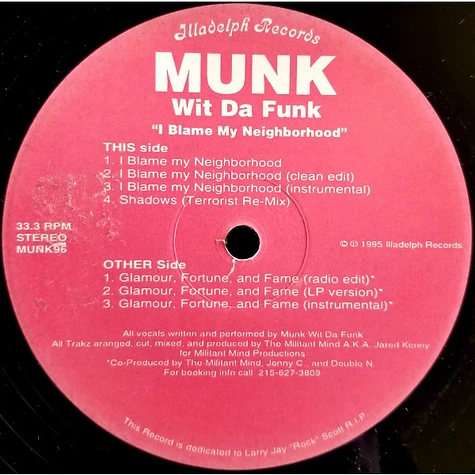 Munk Wit Da Funk - I Blame My Neighborhood