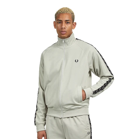 Fred Perry - Contrast Tape Track Jacket (Light Oyster / Black) | HHV