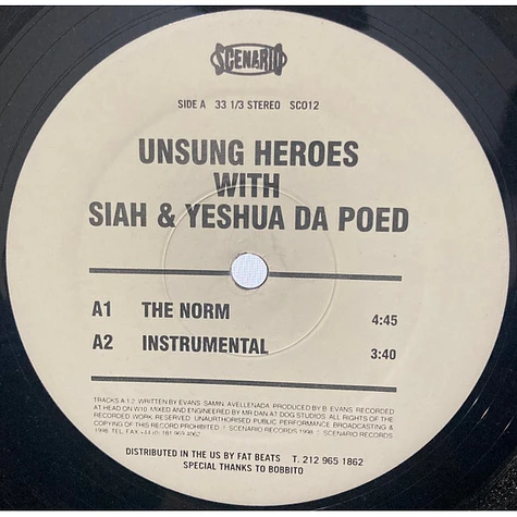 Unsung Heroes With Siah & Yeshua daPoED - The Norm / Transatlantic
