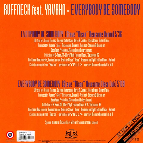 Ruffneck Feat. Yavahn - Everybody Be Somebody (Steve Newsome Remixes)
