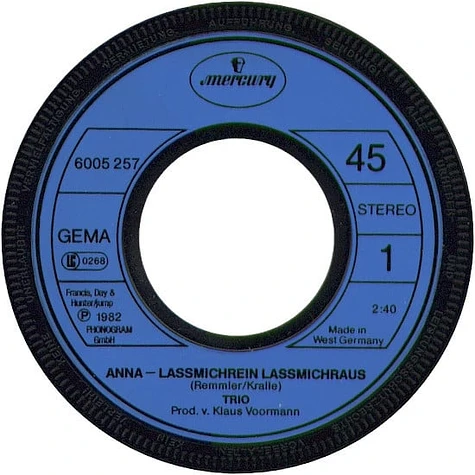 Trio - Anna - Lassmichrein Lassmichraus