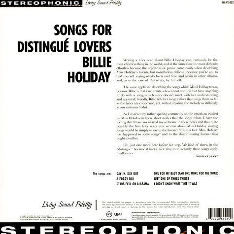 Billie Holiday - Songs For Distingue Lovers Acoustic Sounds Vinyl Edition