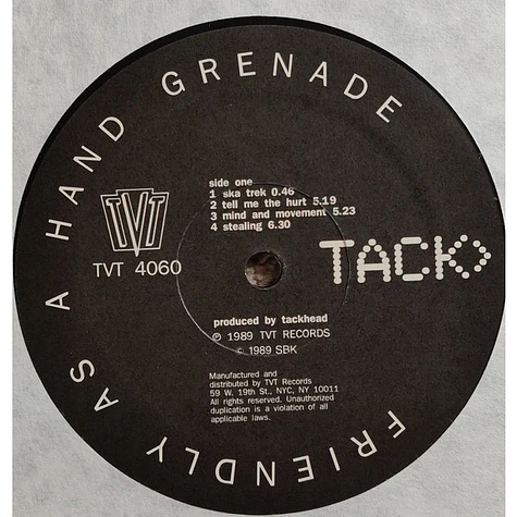 Tackhead - Friendly As A Hand Grenade