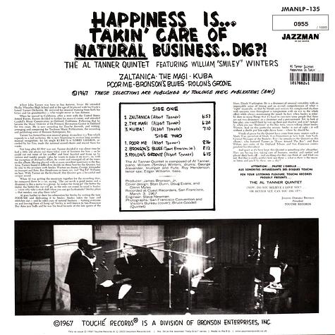 Al Tanner Quintet - Happiness Is.Takin' Care Of Natural Business.Dig?