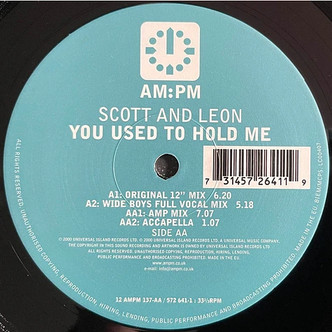 Scott & Leon - You Used To Hold Me (Original / Wide Boys / Amp Mixes)