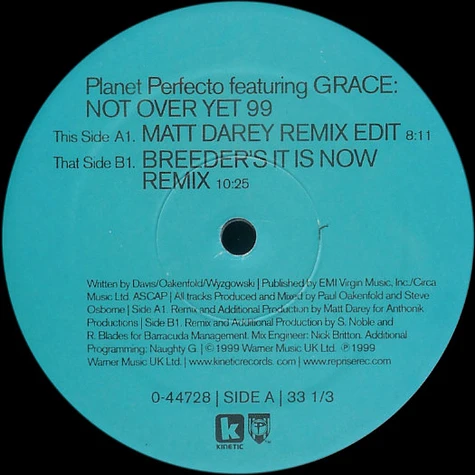 Planet Perfecto Featuring Grace - Not Over Yet 99