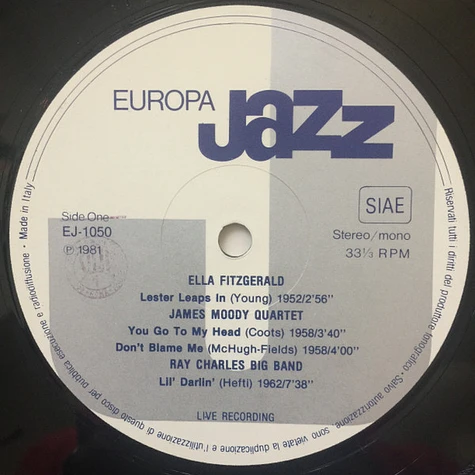 Ella Fitzgerald, Barney Kessel, Oscar Peterson, James Moody, Ray Charles, Dizzy Gillespie - Europa Jazz