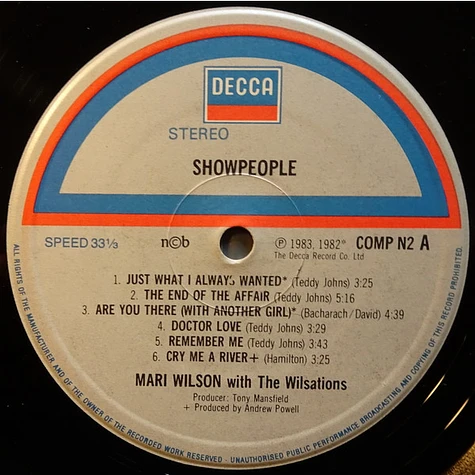 Mari Wilson Showpeople 12㌅レコード 女性シンガー】Mari Wilson マリ・ウィルソン / Showpeople