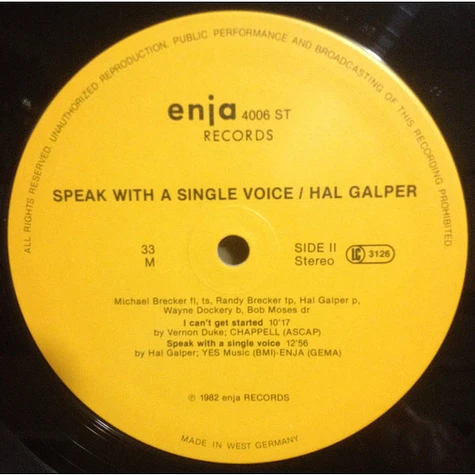 Hal Galper Quintet - Speak With A Single Voice