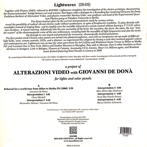 Alterazioni Video / Giovanni De Donà - Lightwaves