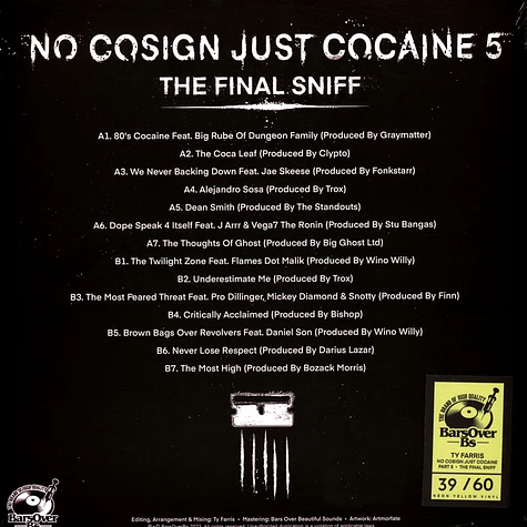 Ty Farris - No Cosign Just Cocaine 5 Yellow Vinyl Edition