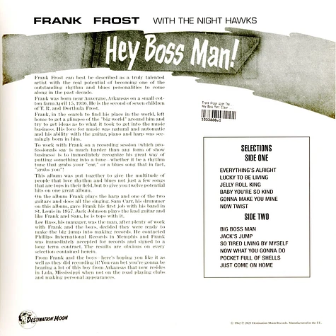 Frank Frost With The Night Hawks - Hey Boss Man! Clear Vinyl Edtion