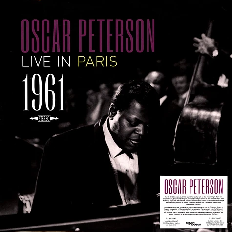 Oscar Peterson - Live In Paris 1961 Clear Vinyl Edtion