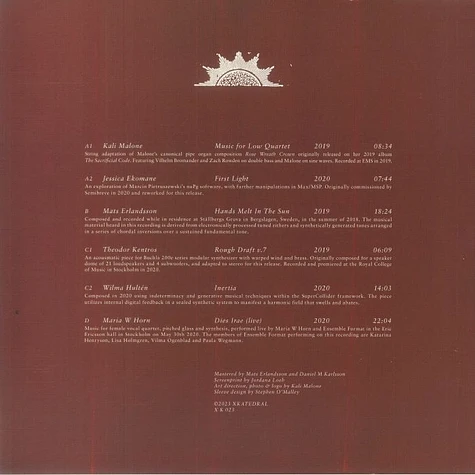 Kali Malone presnts - Xkatedral Anthology Series II Orange Vinyl Edition