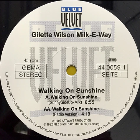 Gilette Wilson & Milk-E-Way - Walking On Sunshine