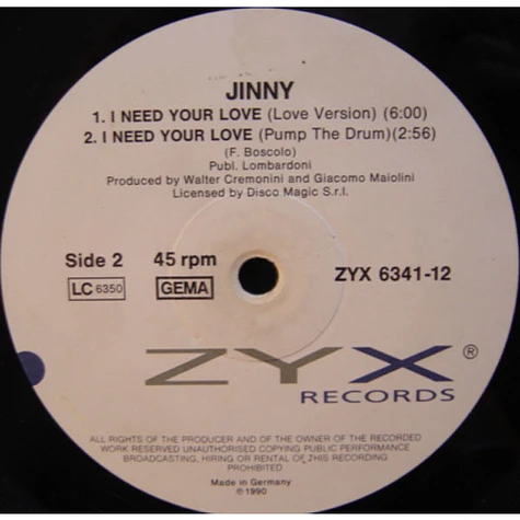Jinny - I Need Your Love (Pump Version)