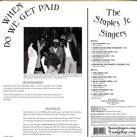 The Staples Jr. Singer - When Do We Get Paid Golden Sleeve Edition