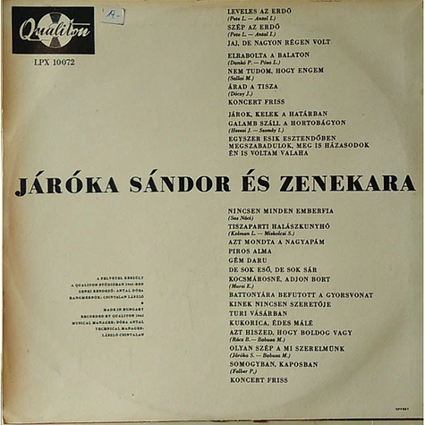 Járóka Sándor És Zenekara - Hungarian Souvenirs